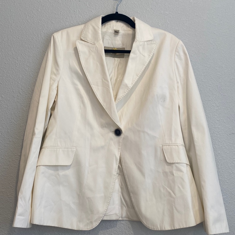Burberry Cream Single-Button Blazer Size 12 - GORGEOUS